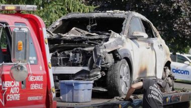 Hyundai Kona Electric SUV Catches Fire; Explodes To Blow Off Garage Door in Canada