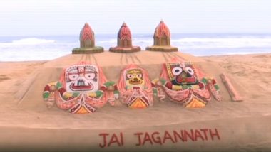 Jagannath Rath Yatra: Sudarshan Pattnaik Creates Sand Art at Puri Beach