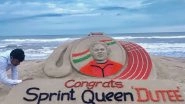 Sudarsan Pattnaik Dedicates Sand Art to Dutee Chand For Winning Gold Medal in 100m at World University Games 2019, View Pic