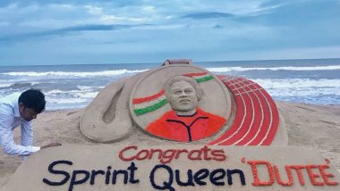 Sudarsan Pattnaik Dedicates Sand Art to Dutee Chand For Winning Gold Medal in 100m at World University Games 2019, View Pic