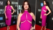 Yo or Hell No! Anne Hathaway Flaunts her Baby Bump in Fuschia Pink Brandon Maxwell Dress