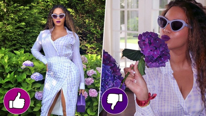  Beyoncé in Altuzarra Constantina Checked Silk Dress