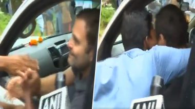 Rahul Gandhi Gets Kissed by a Man During His Visit to Wayanad in Kerala; Watch Video