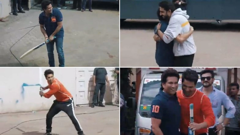Fit India Movement: Varun Dhawan and Abhishek Bachchan Play Gully Cricket with Sachin Tendulkar and We Are So Jealous (Watch Video)