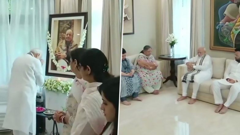 PM Narendra Modi Meets Arun Jaitley’s Family Members, Pays Floral Tributes to the Late BJP Leader at His Residence