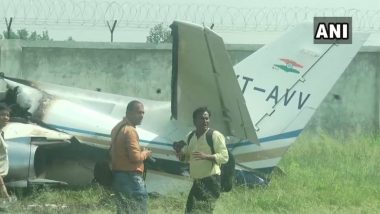 Plane Crash in Aligarh: Private Aircraft VT-AVV Crashes at Dhanipur Airstrip, All Seven On-Board Safe