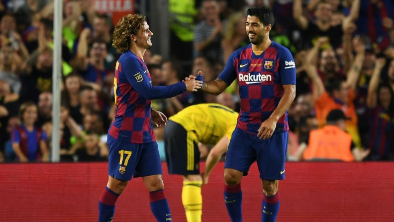 Antoine Griezmann's First Goal For Barcelona and Luis Suarez's Brace Help La Liga Giants Beat Napoli 4-0 in Club Friendlies