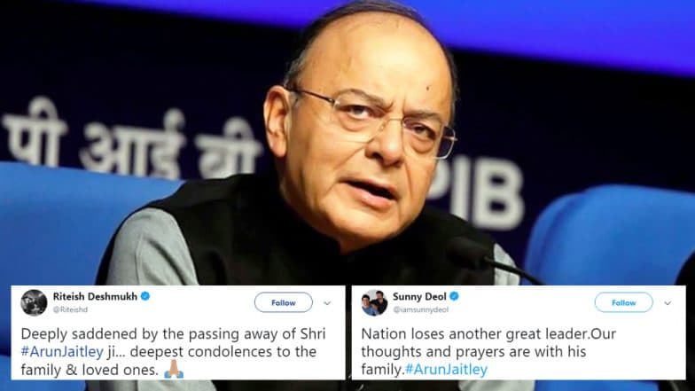 Arun Jaitley Demise: Anil Kapoor, Riteish Deshmukh and Other Bollywood Celebs Mourn Former Finance Minister's Death Arun Jaitley Demise: Anil Kapoor, Riteish Deshmukh and Other Bollywood Celebs Mourn Former Finance Minister's Death