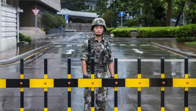 Chinese Military Personnel Parade Near Hong Kong Border Chinese Military Personnel Parade Near Hong Kong Border