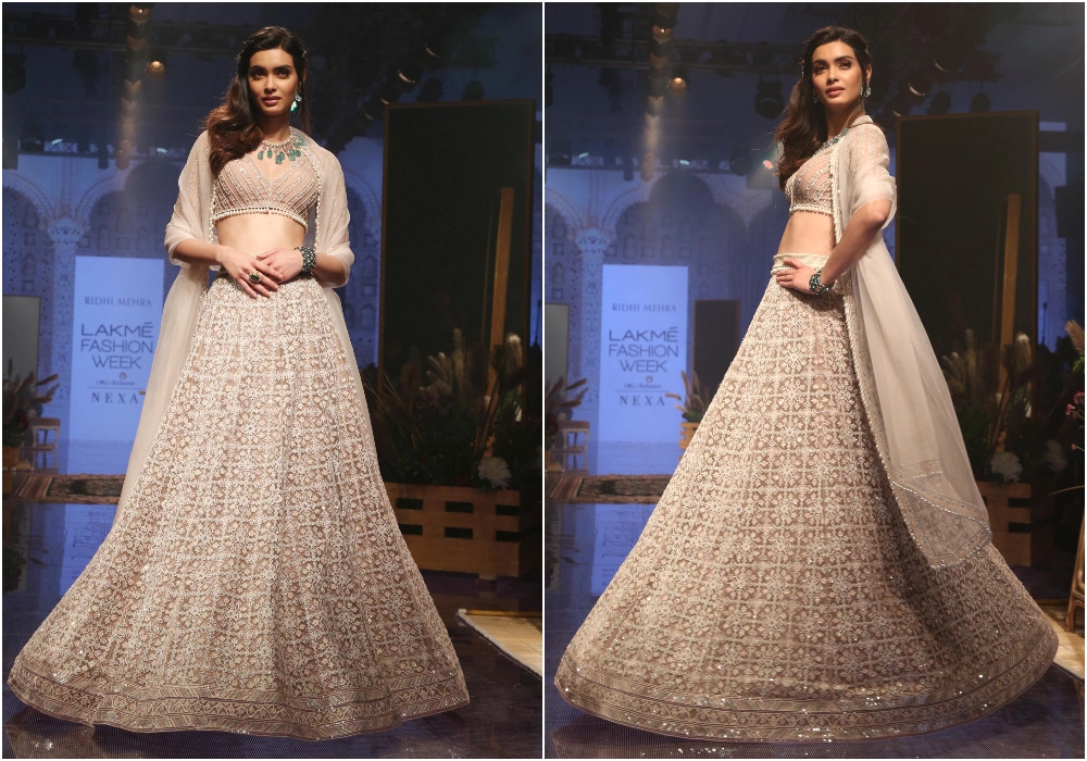 Diana Penty walks the ramp at LFW 2019.