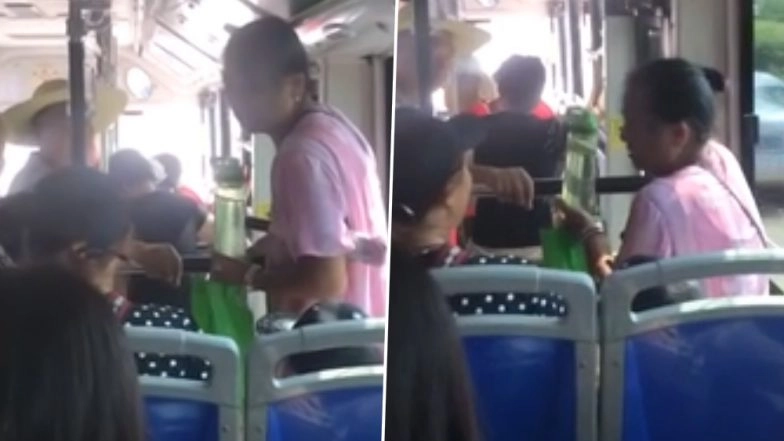Elderly Woman in China Sits on Young Boy's Lap in Bus After He Refuses to Get Up (Watch Viral Video)