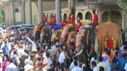 Mysuru Palace Dasara 2019: Ahead of the 10-Day Festival, First Team of Elephants Recieve Grand Welcome at the Royal Residence (See Viral Pics & Video)