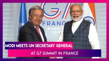 G7 Summit: PM Narendra Modi Meets UN Secretary General Antonia Guterres In France