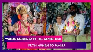 Kiran Isher Carries 6.5 FT Tall Lord Ganesha Idol From Mumbai To Jammu To Spread Harmony