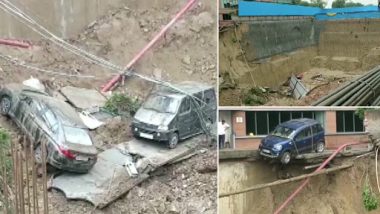 Gurugram: Building Wall Collapses in Udyog Vihar After Heavy Rains, Several Vehicles Damaged