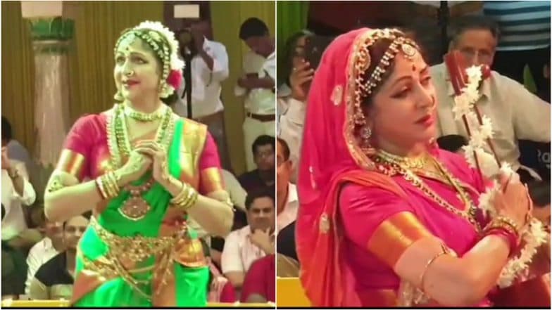 BJP MP Hema Malini Performs at Sri Radha Raman Temple in Vrindavan for the Jhulan Utsav On Hariyali Teej - See Pictures and Video