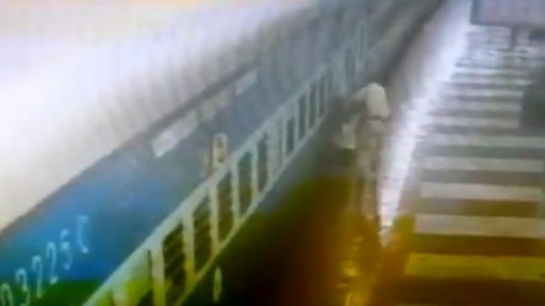 RPF Constable Saves Passenger From Falling Under Moving Train at Hyderabad's Nampally Railway Station, Watch Video