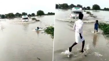 Viral Video of Boy Risking His Life to Guide an Ambulance Through Flooded Bridge Over Krishna River on Devadurga-Yadgir Road is Winning Hearts and HOW!