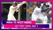 India vs West Indies Stat Highlights, 1st Test 2019 Day 1: Ajinkya Rahane Bail India Out of Trouble