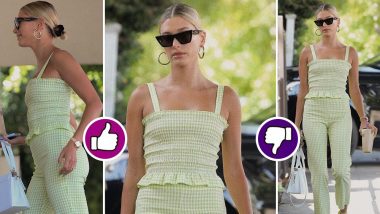 Yo or Hell No! Hailey Baldwin in Summery Green Ginham Top and Pants