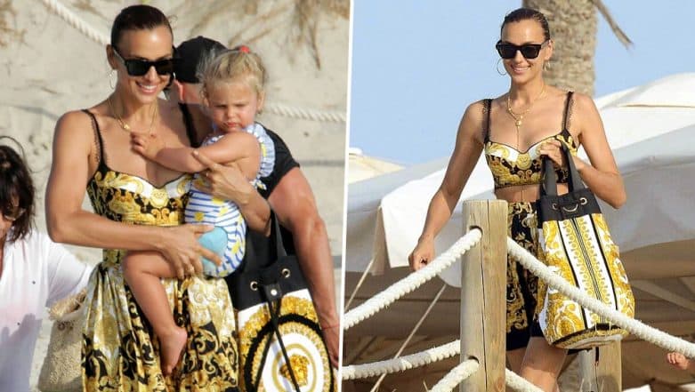 Irina Shayk Wears Head-to-Toe Versace for a Beach Day in Spain