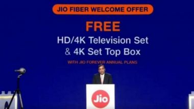 Reliance Jio Fiber Customers to Get Free HD and 4K LED TV as Launch Offer, Announces Mukesh Ambani