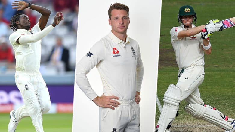 Jofra Archer and Jos Buttler Caught Smiling as Steve Smith Writhes in Pain on Ground, Netizens Slam England Players For Disrespectful Behaviour During Ashes 2nd Test 2019 Jofra Archer and Jos Buttler Caught Smiling as Steve Smith Writhes in Pain on Ground, Netizens Slam England Players For Disrespectful Behaviour During Ashes 2nd Test 2019