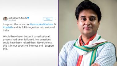 Jyotiraditya Scindia Extends Support to Article 370 Dilution in Jammu and Kashmir, Says, 'This is in Our Country’s Interest and I Support This'