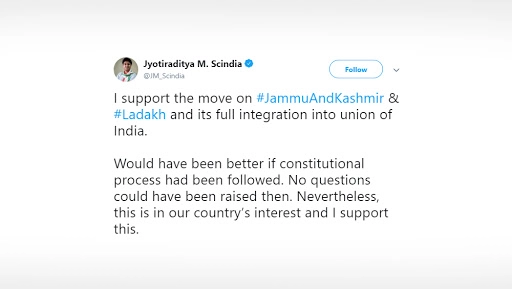 Jyotiraditya Scindia tweet. (Photo Credit: Twitter)