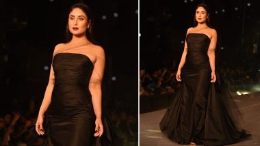 LFW Winter/Festive 2019: Kareena Kapoor Khan Carries a Black Gown and Sexy Damp Hairstyle with Tashan (See Pics)