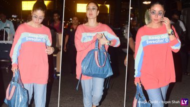 Yo Or Hell No! Kareena Kapoor Khan In a Pink Casual Streetwear at Mumbai Airport