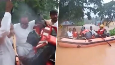 Karnataka Flood: Former Union Minister Janardhana Poojary Rescued From His House in Bantwal, Watch Video