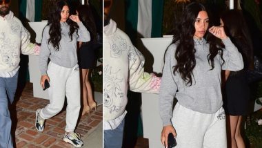 Kim Kardashian West Looks Gloomy as She Opts for Sweatpants and No Makeup for Dinner Date with Kanye West