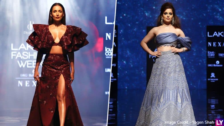 LFW Winter/Festive 2019 Day 5: Kangana Ranaut Sizzles in Ice Blue Lehenga, Malaika Arora Dazzles in Hot Oxblood Maroon Separates (View Pics) LFW Winter/Festive 2019 Day 5: Kangana Ranaut Sizzles in Ice Blue Lehenga, Malaika Arora Dazzles in Hot Oxblood Maroon Separates (View Pics)