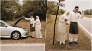 Unique Wedding Photoshoot! Malaysian Couple's Roadside Pictures After Car Breaks Down Go Viral (View Pics)