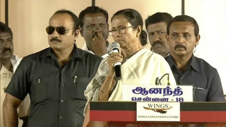 Mamata Banerjee at Karunanidhi's First Death Anniversary Event: West Bengal CM Says ‘Concerned About Farooq Abdullah, Wish He Could Attend Meeting'