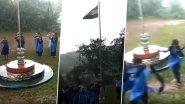 On Independence Day 2019, Mangaluru School Students, Teachers Continue Singing National Anthem Amid Heavy Rains as Guests Rush For Shelter (Watch Inspiring Video)