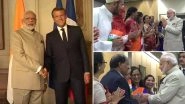 PM Narendra Modi Arrives in France For G7 Summit, Meets President Emmanuel Macron at Historic Chateau de Chantilly, See Pics