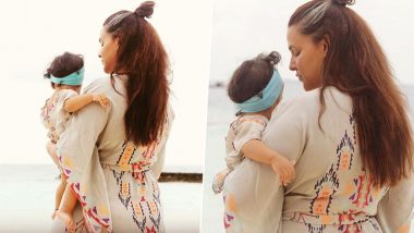 Neha Dhupia Celebrates Birthday By Twinning With her Baby Girl Mehr Dhupia Bedi in Maldives (View Cute Pics)