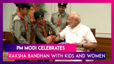 PM Modi Celebrates Raksha Bandhan With Kids, Triple Talaq Petitioner Ishrat Jahan & Other Women