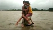 Gujarat Rains: Brave Constable Carries Two Children on His Shoulders in Flood-Affected Morbi District; Watch Video