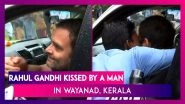 Rahul Gandhi Gets Kissed By A Man During His Visit To Flood Affected Wayanad In Kerala