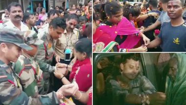 Maharashtra Floods: Ahead of Raksha Bandhan 2019, Sangli Women Tie Rakhis to Army And Navy Jawans For Carrying Out Rescue Operations; Watch Video