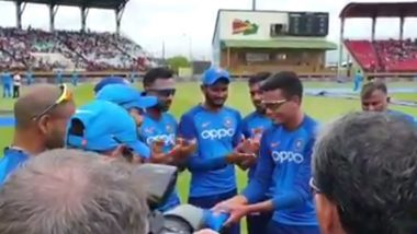 Rahul Chahar Makes India Debut; See The Moment Captain Virat Kohli Hands Him Indian Cap And Welcomes in Team (Watch Video)