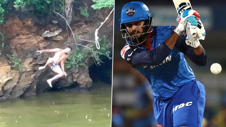 Shreyas Iyer Imitates Tarzan While Jumping Into River in Trinidad Post India’s Victory Over West Indies in 2nd ODI (Watch Video)