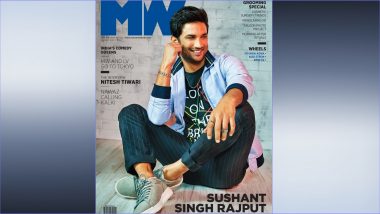 Sushant Singh Rajput Looks Dapper AF in Bomber Jacket, Printed Tee With Striped Trousers! View Magazine Cover Pic