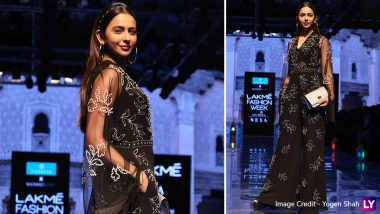 LFW Winter/Festive 2019: Rakul Preet Singh Mesmerises in a Black Ensemble as Showstopper for Nachiket Barve at Lakme Fashion Week (View Pics)