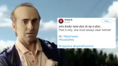 UP Police Uses Ayushmann Khurrana's Bald Look in New Film Bala to Give Message of Wearing Helmet (Check Tweet)