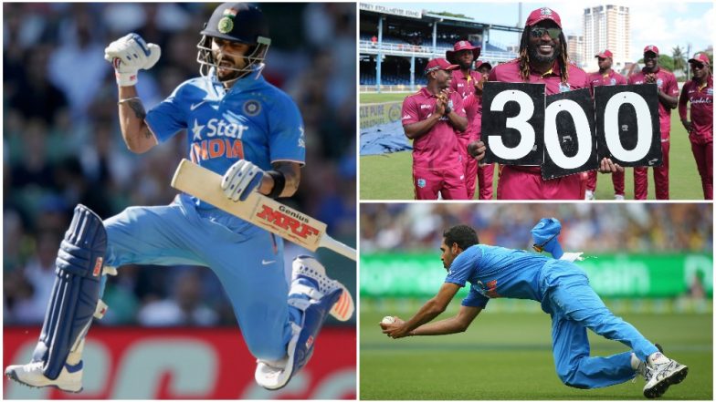 India vs West Indies 2nd ODI Stat Highlights: Virat Kohli and Chris Gayle Smash Several Records as IND Beat WI by 59 Runs via DLS Method