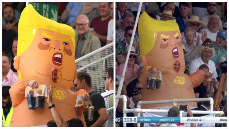 Baby Donald Trump Balloon Excites Crowd at Edgbaston Stadium 